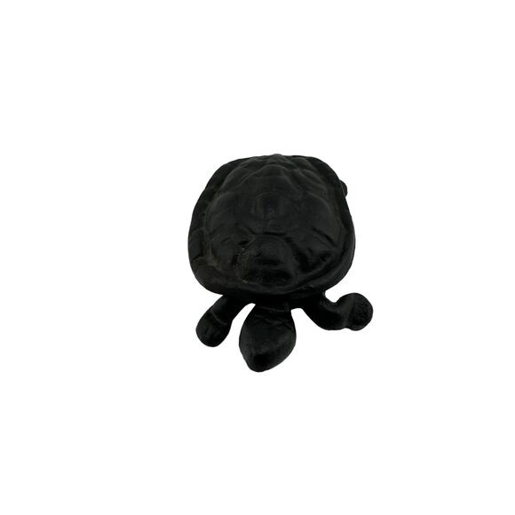 Vintage Iron Art Black Metal Turtle Trinket Ring Box - Picture 1 of 6